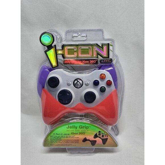 i-Con Jelly Grip Covers For Xbox 360 Video Game Controller 2 Pack Red & Purple - Picture 1 of 4